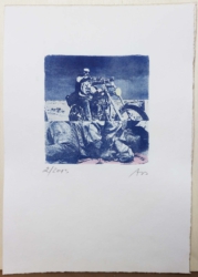 Easyrider, Kontaktkopie von gerastertem Negativ auf Bütten, koloriert