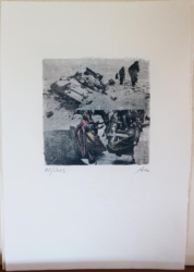 Leonides, Kontaktkopie von gerastertem Negativ auf Bütten, Kaffee-Tonung, koloriert